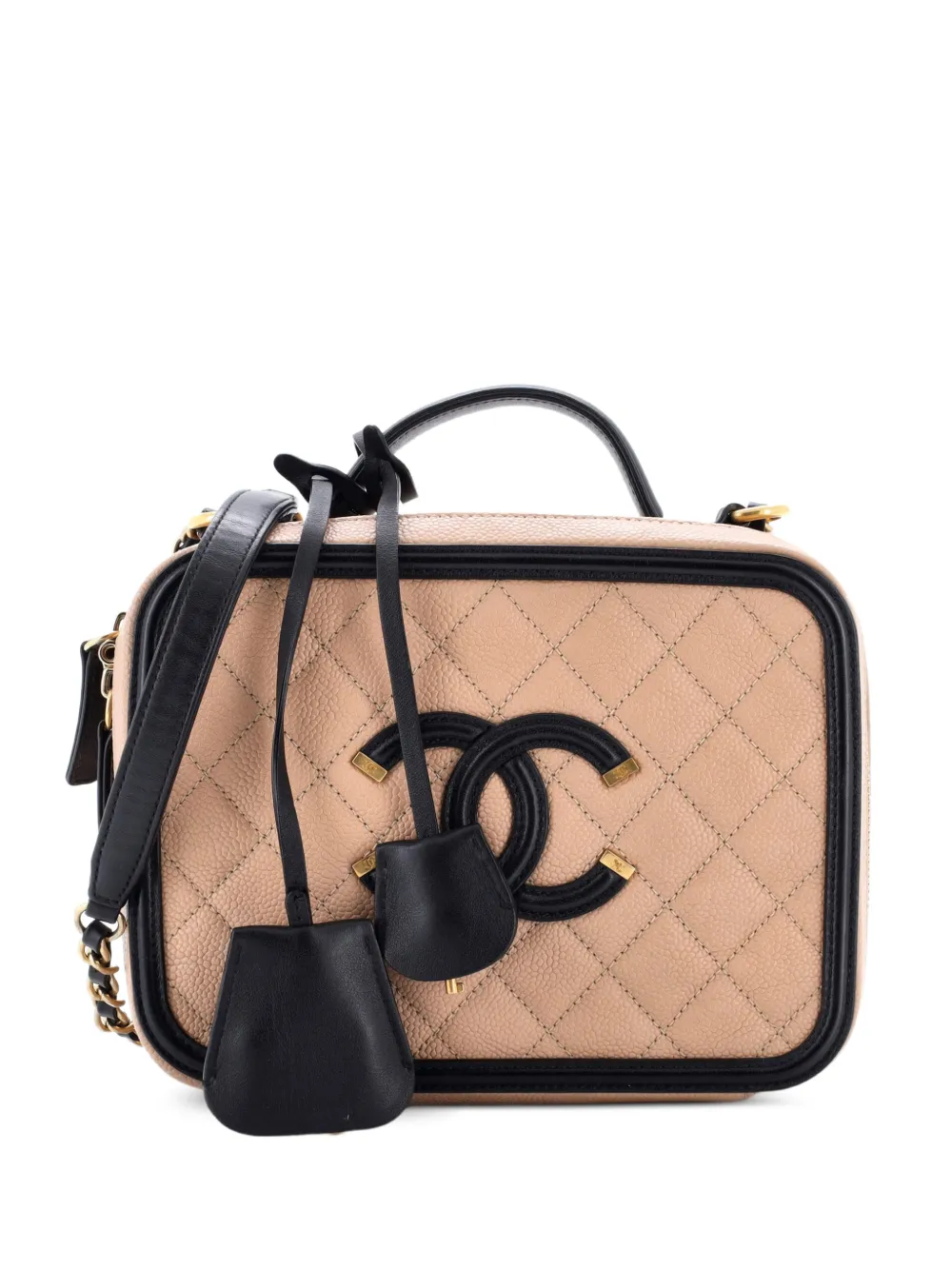 CHANEL Pre-Owned Filigree Vanity Case Quilted Caviar Medium satchel - Nero