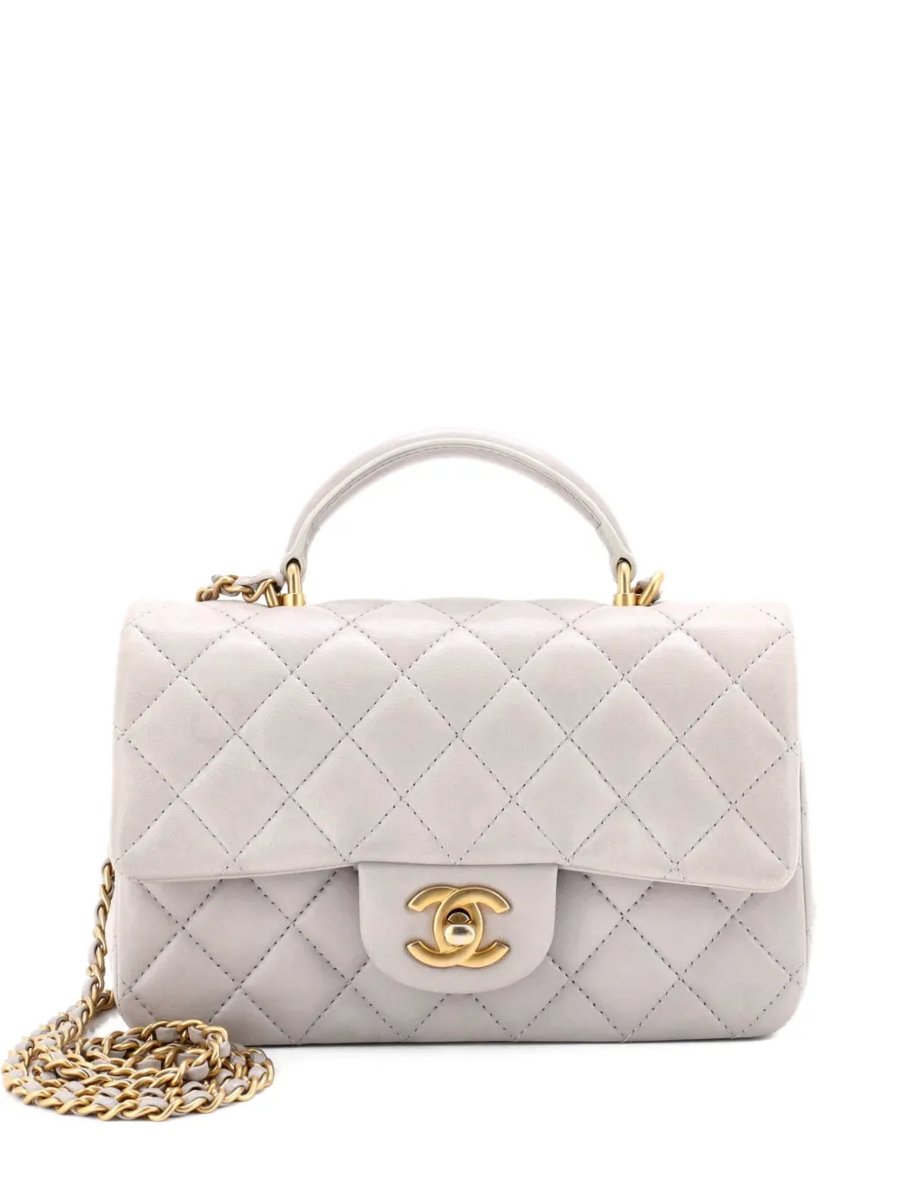 CHANEL Pre-Owned Classic Single Flap Top Handle Bag Quilted Lambskin Mini shoulder bag - Grigio