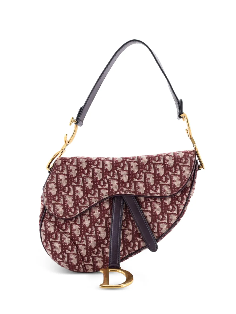 Christian Dior Pre-Owned Borsa a spalla Saddle media in tela con motivo Oblique - Rosso