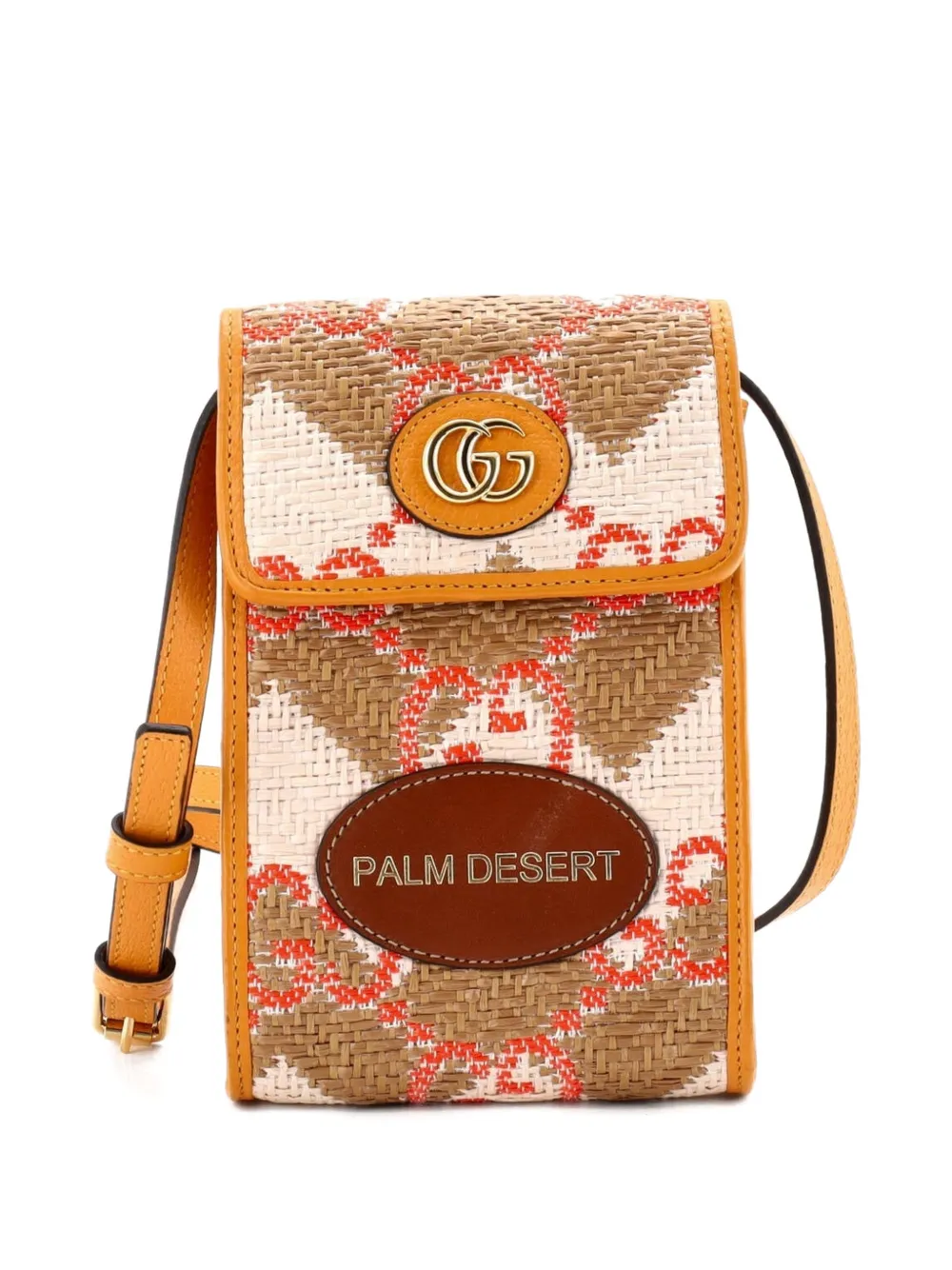 Gucci Pre-Owned Destination Phone Flap Straw Effect GG Raffia crossbody bag - Arancione