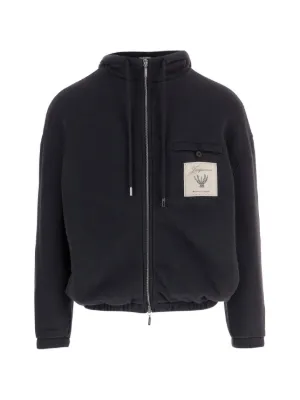 Miu Miu Cotton Fleece zip-front Hoodie | Blue | FARFETCH