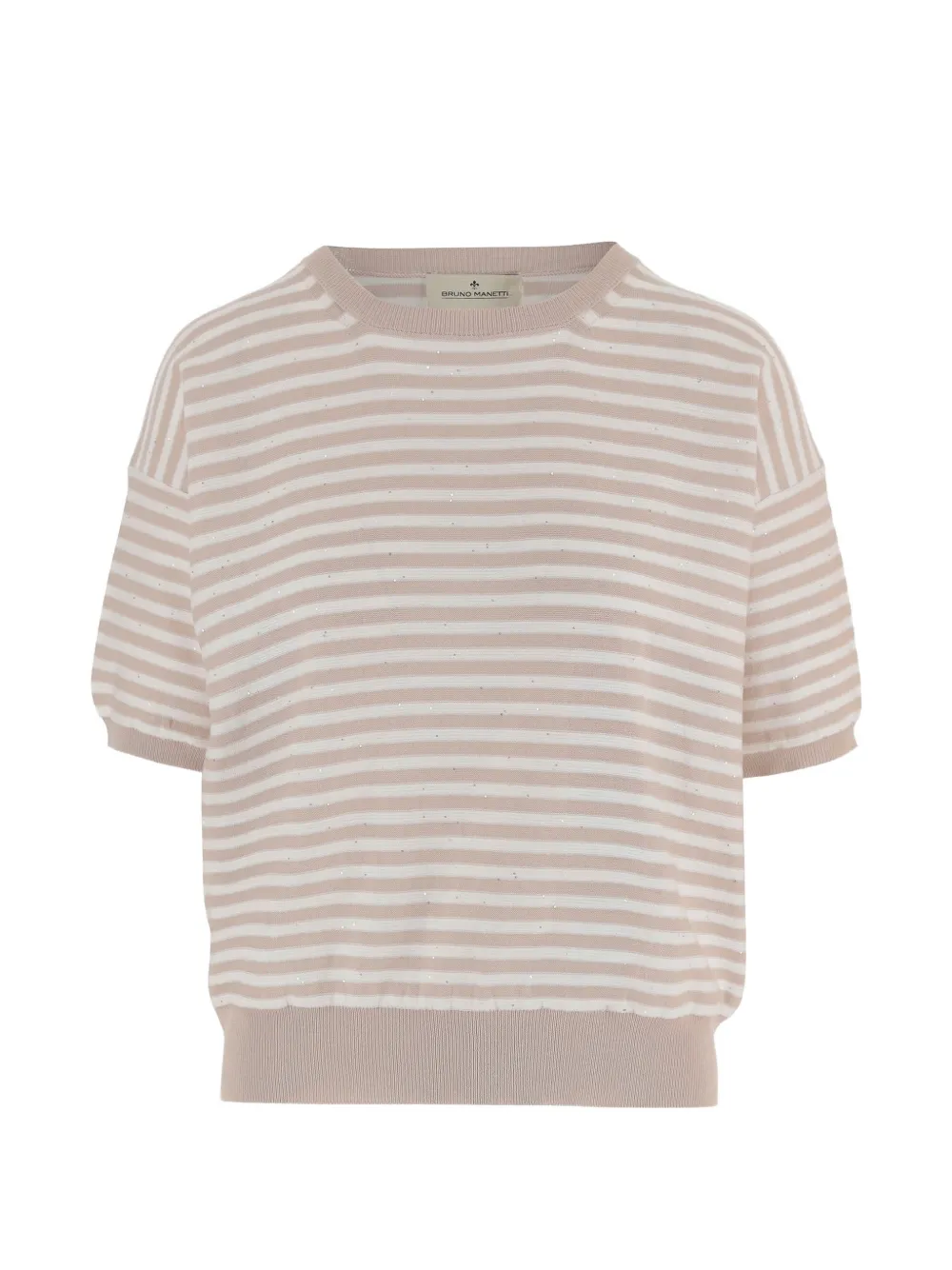 Bruno Manetti striped-pattern crew-neck sweater - Toni neutri