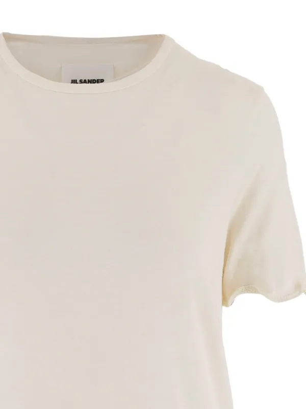 Jil Sander scalloped-trims T-shirt | Neutrals | FARFETCH