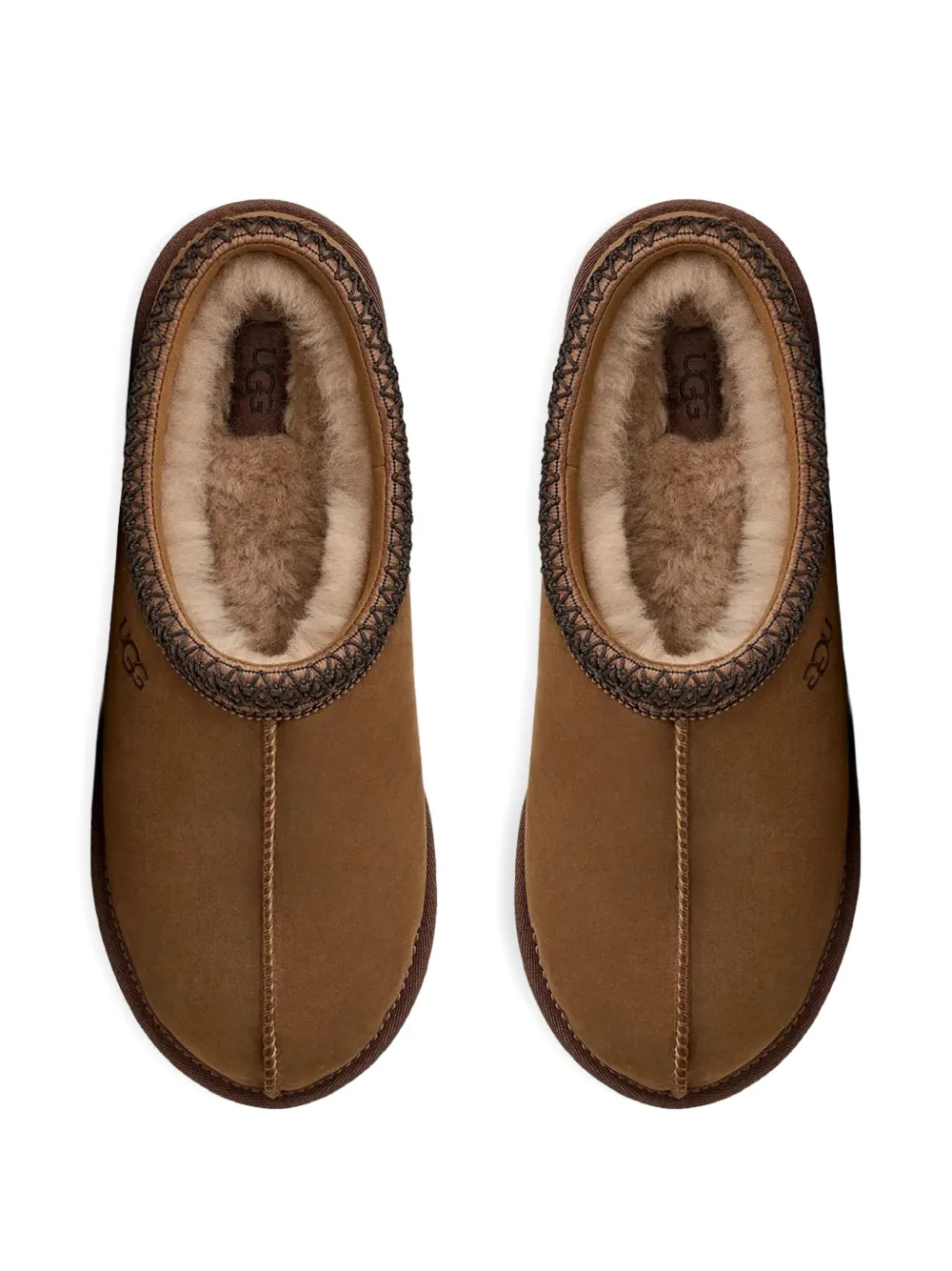 UGG Leren slippers met borduurwerk Bruin