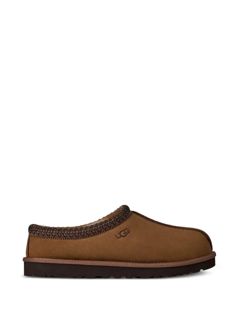 UGG embroidered-trim leather slippers - Marrone