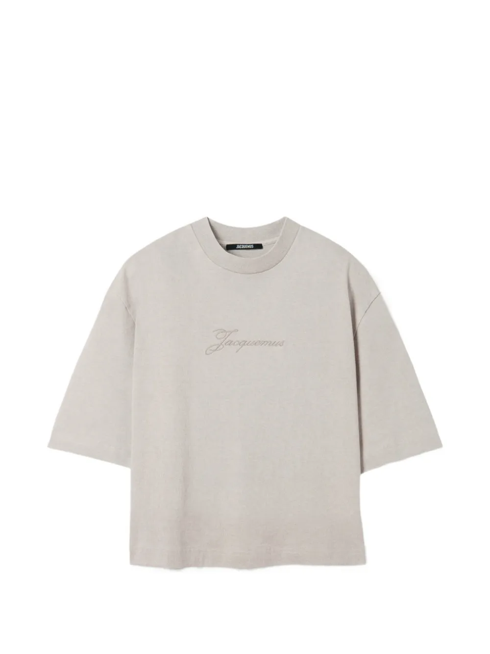 Jacquemus embroidered-logo cropped T-shirt - Grau