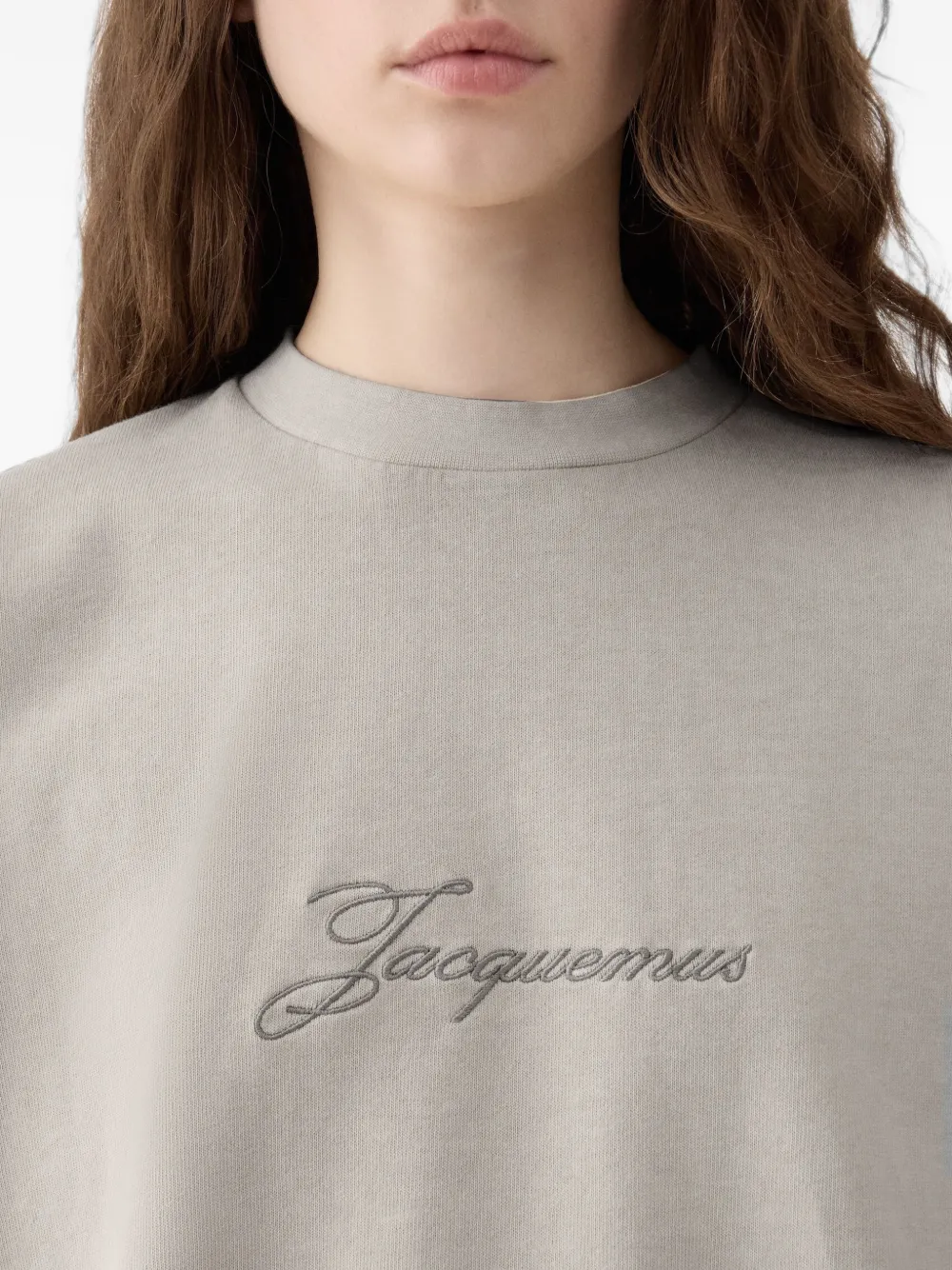 Jacquemus T-shirt met geborduurd logo Beige