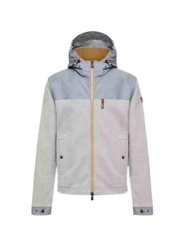 Moncler Grenoble Cotton & Chambray Zip-up Sweatshirt in Grey