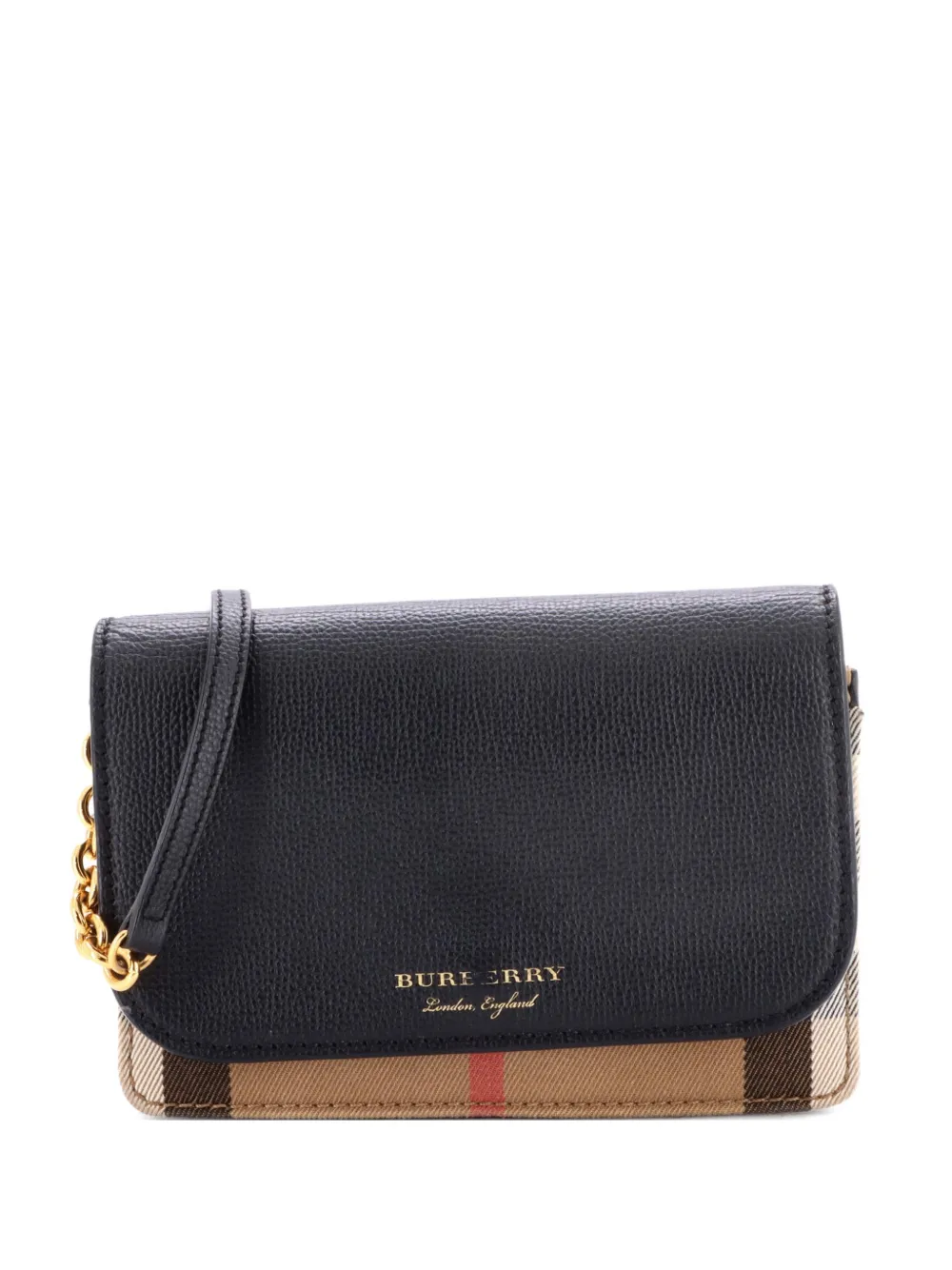 Burberry Pre-Owned Hampshire Wallet on Chain Leather and House Check Canvas crossbody bag - Nero