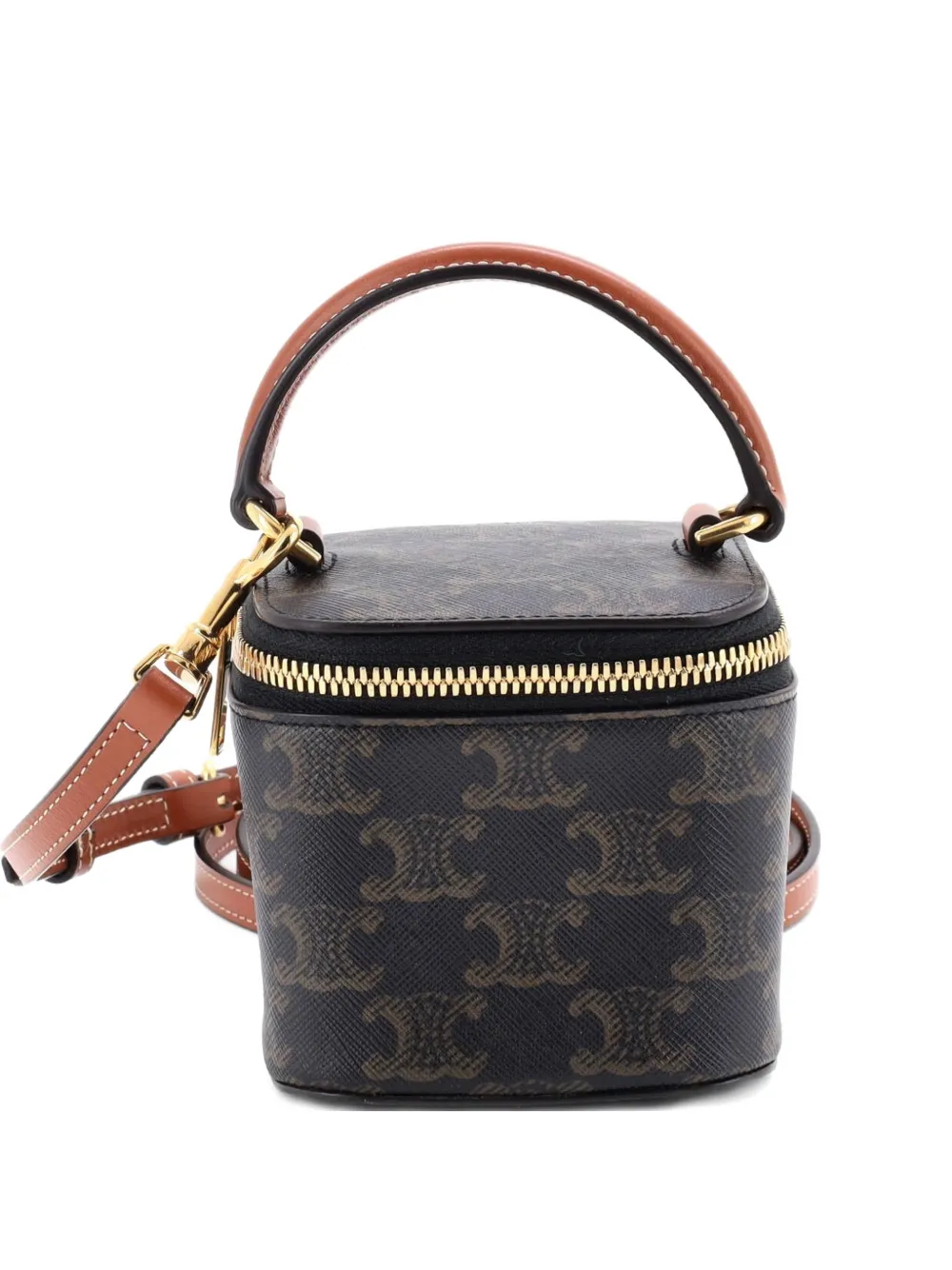 Celine Pre-Owned Borsa a spalla Triomphe mini in tela cerata con manico - Marrone