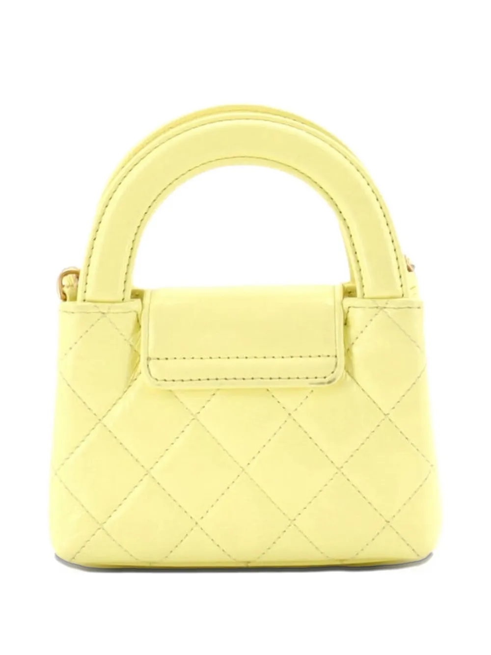 Kelly Top Handle Shopping Bag Quilted Shiny Aged Calfskin Nano Crossbody Bag