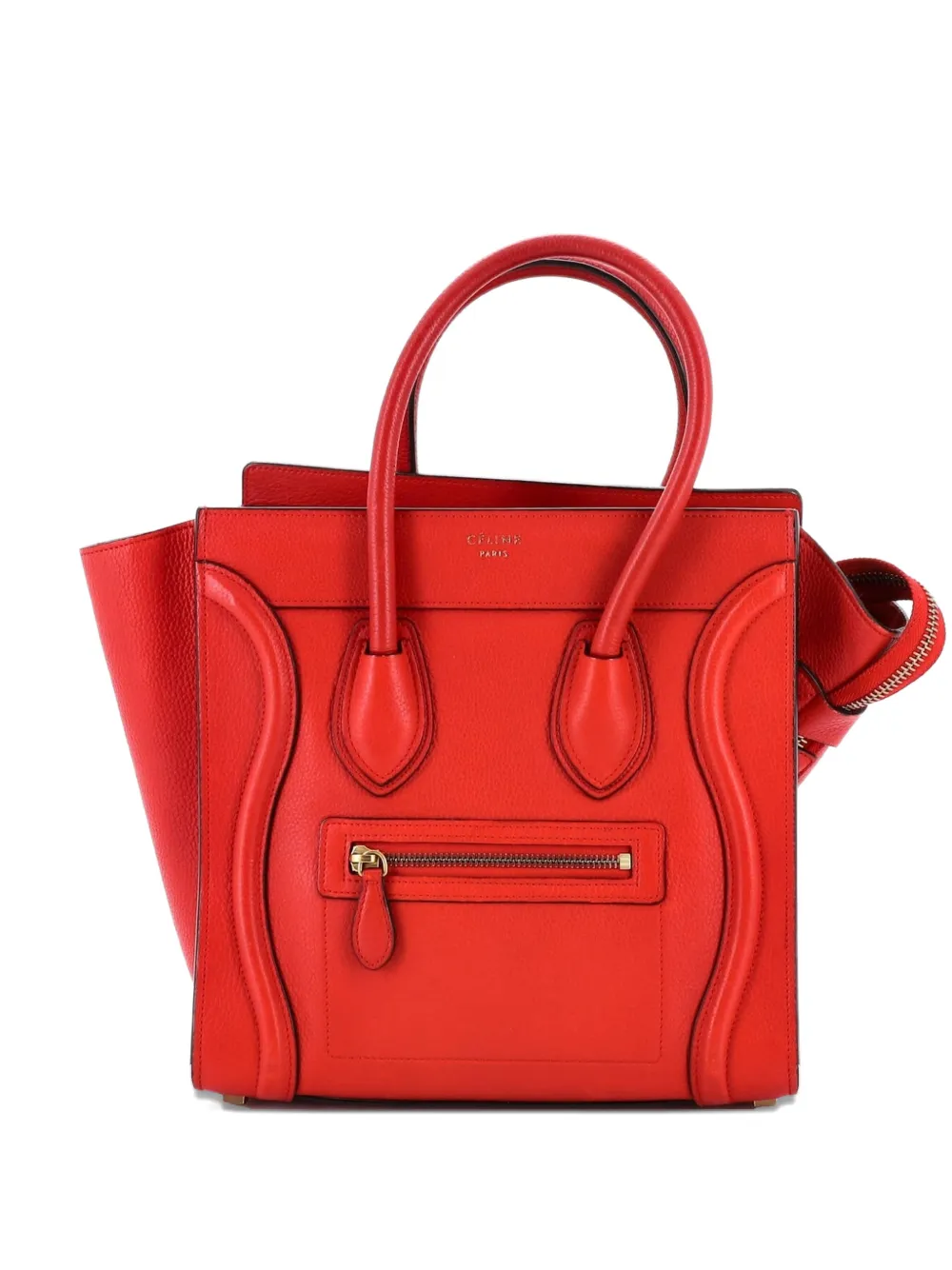 Celine Pre-Owned Luggage Bag Grainy Leather Micro tote bag - Rosso