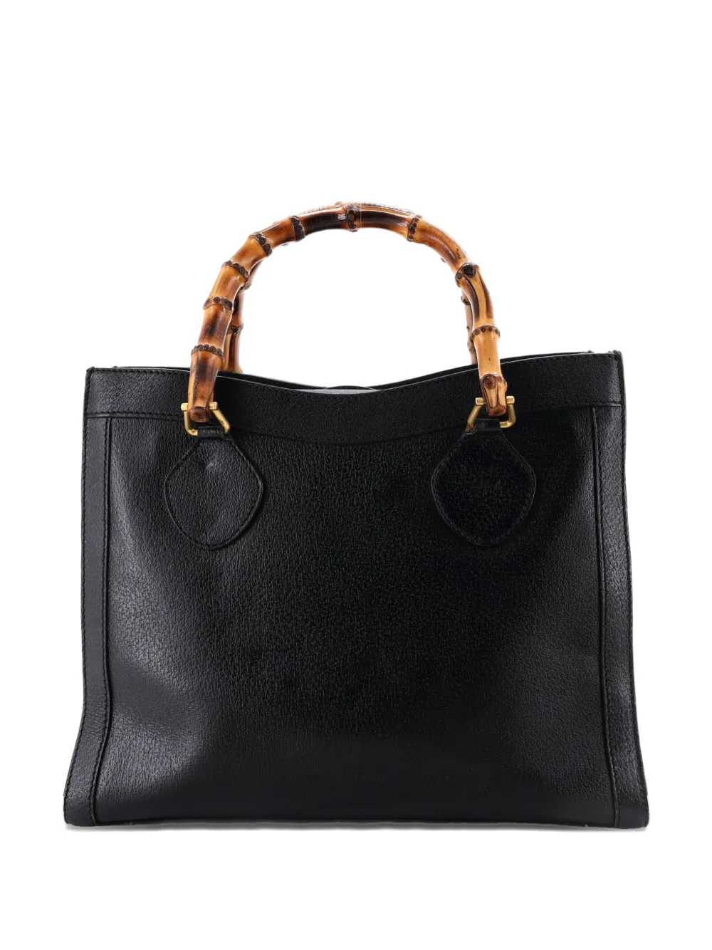 Gucci Pre-Owned Borsa tote grande in pelle con manico in bambù - Nero