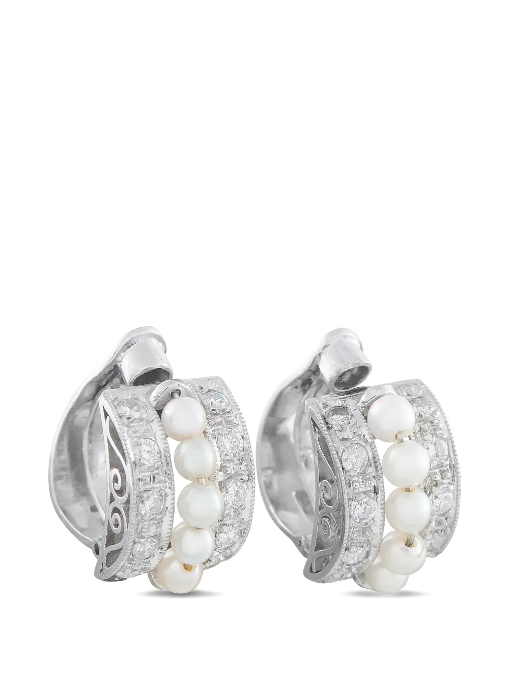 LB Exclusive diamond and pearl clip-on earrings - Argento