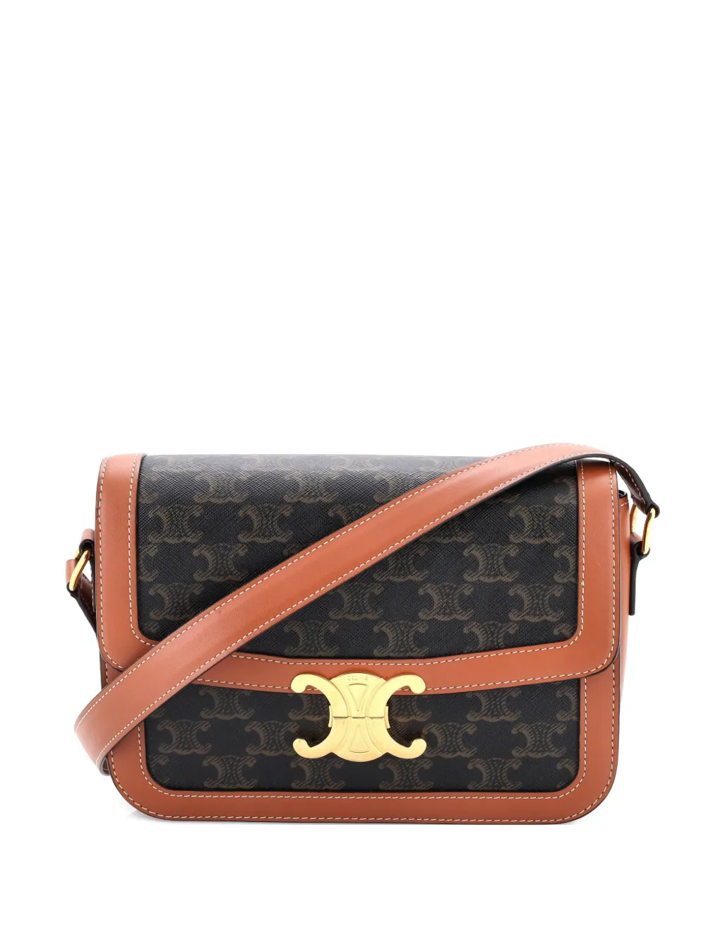 Celine Pre-Owned Triomphe Triomphe Coated Canvas Medium shoulder bag - Marrone