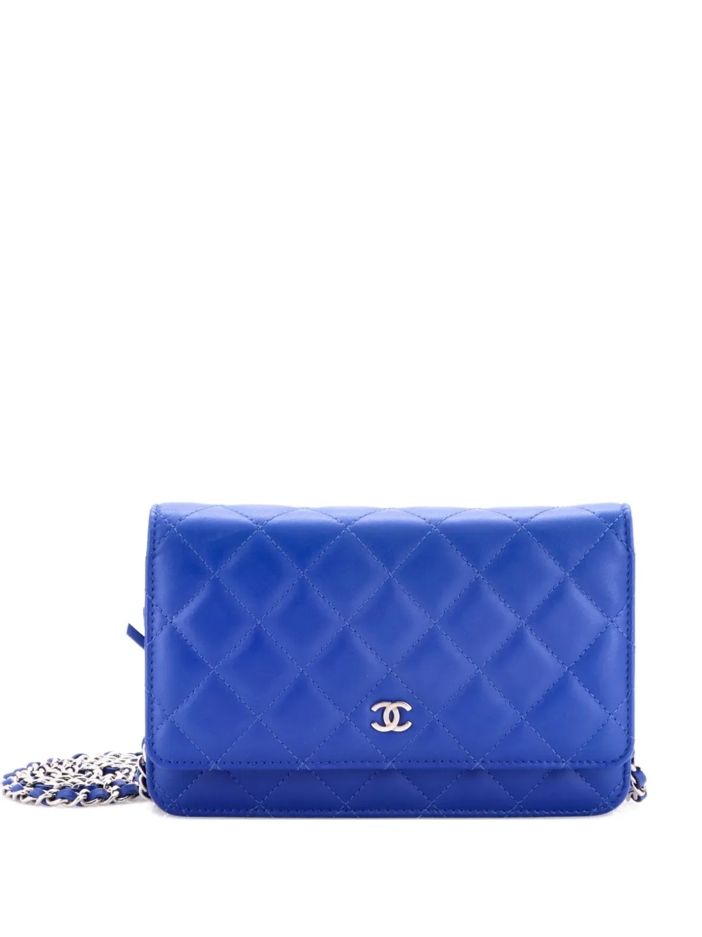 CHANEL Pre-Owned Wallet on Chain Quilted Lambskin crossbody bag - Blu