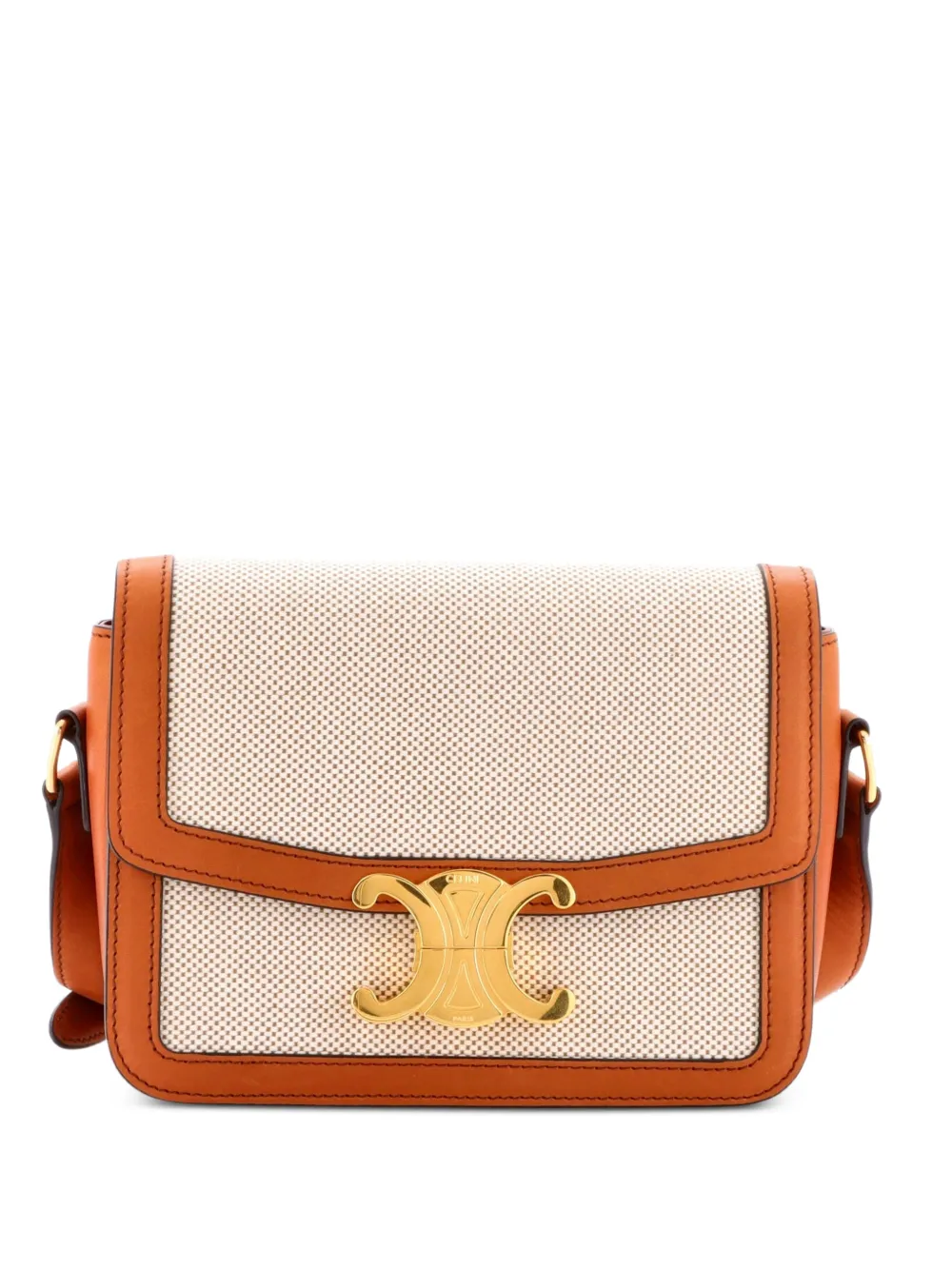 Celine Pre-Owned Triomphe Shoulder Bag Canvas with Leather Teen crossbody bag - Marrone