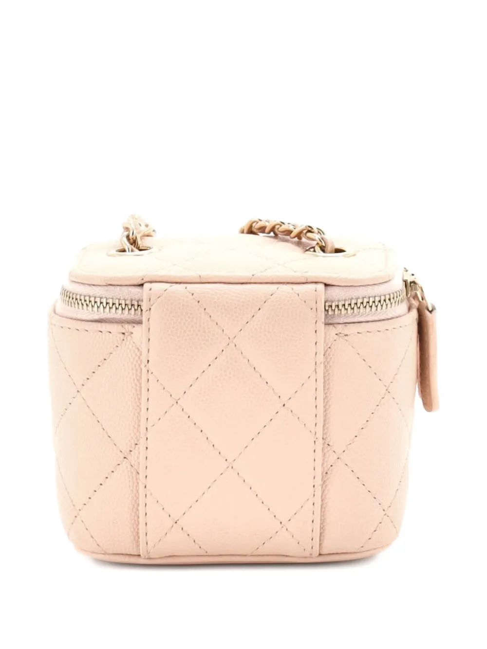  Chanel Pre-owned Classic Vanity Case With Chain Quilted Caviar Mini Pouch - Neutrals 