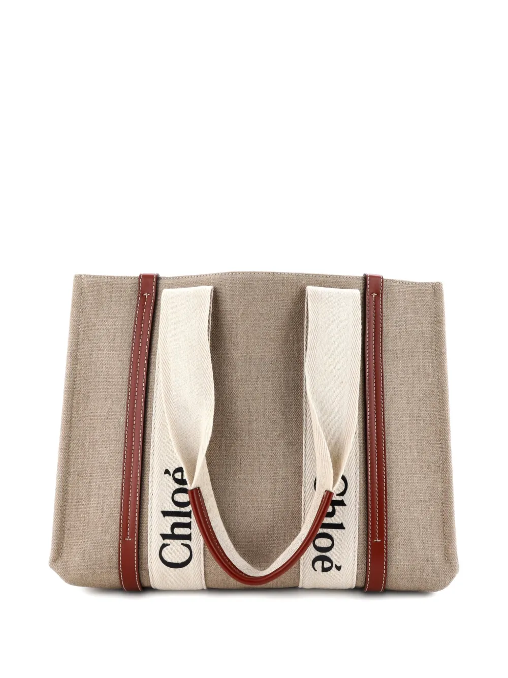 Woody Canvas With Leather Medium Tote Bag