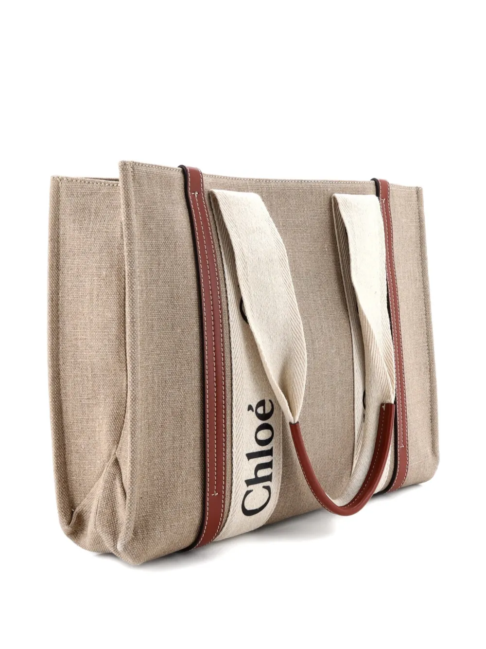 Woody Canvas With Leather Medium Tote Bag