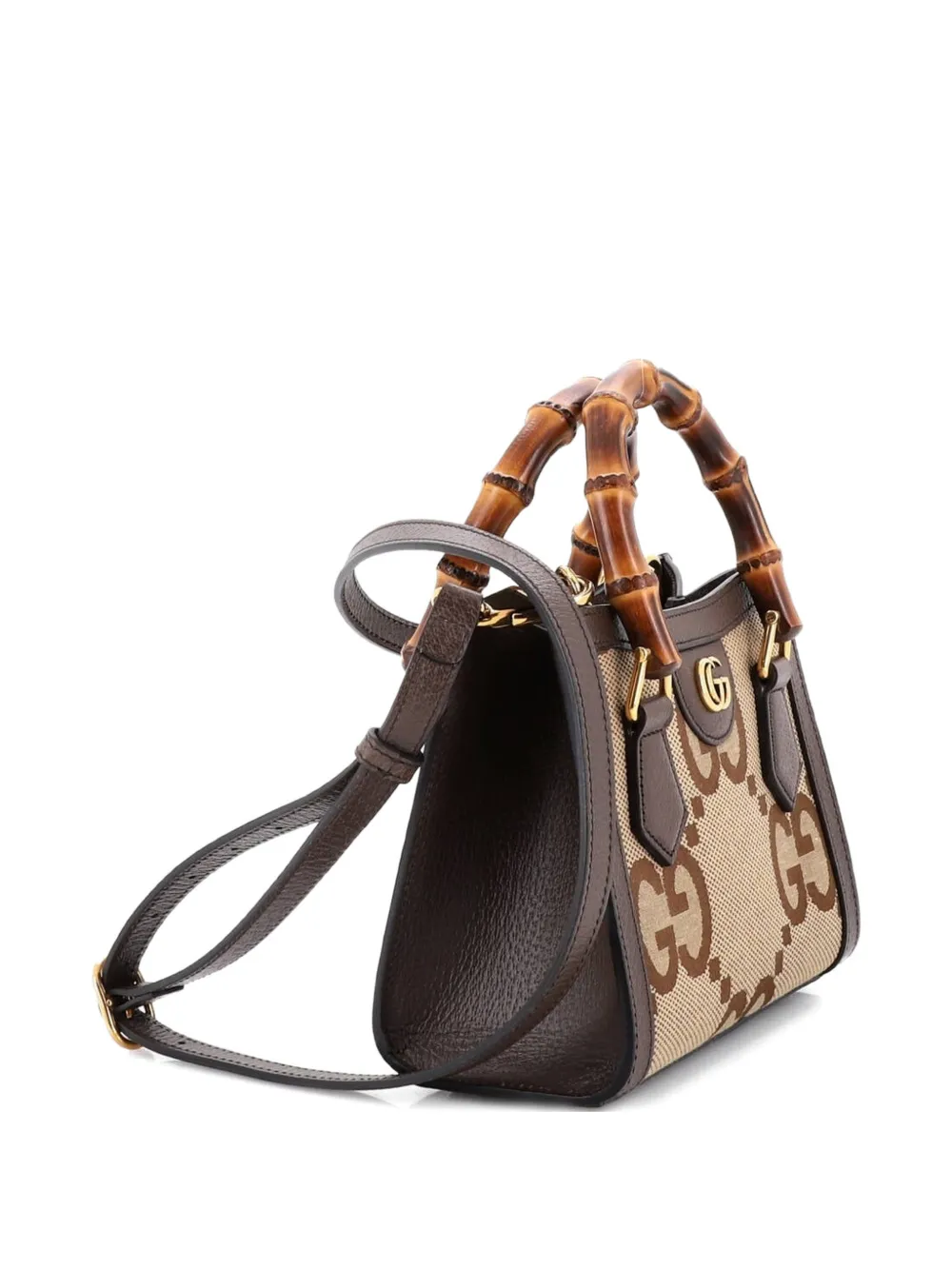 Diana Nm Bamboo Handle Tote Jumbo Gg Canvas Mini Shoulder Bag
