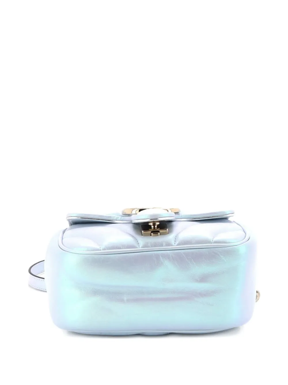 Gg Marmont Square Flap Bag Chevron Iridescent Leather Mini Shoulder Bag