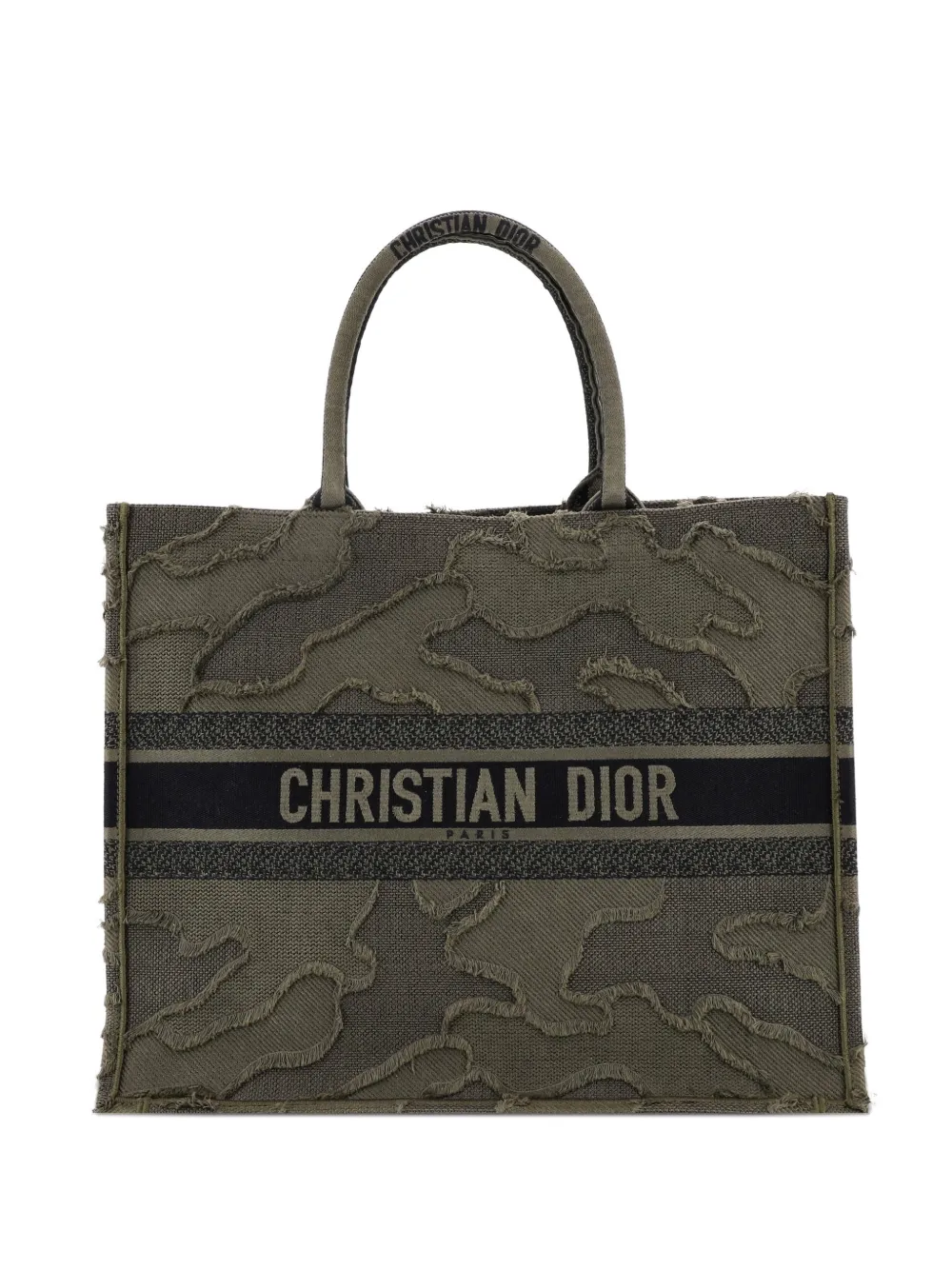 Christian Dior Pre-Owned Borsa tote Book grande in tela camouflage con ricamo - Verde