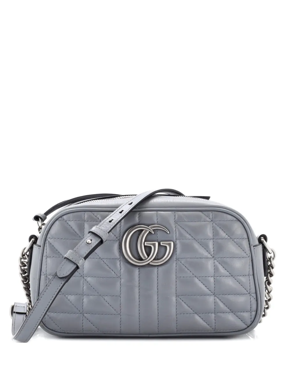 Gucci Pre-Owned Borsa a tracolla GG Marmont piccola in pelle matelassé - Grigio