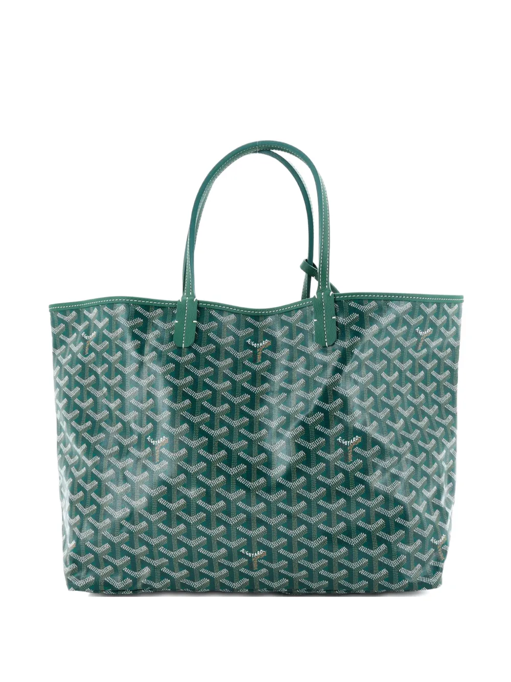 Pre-owned Goyard Saint Louis Coated Canvas Pm Tote Bag In Green