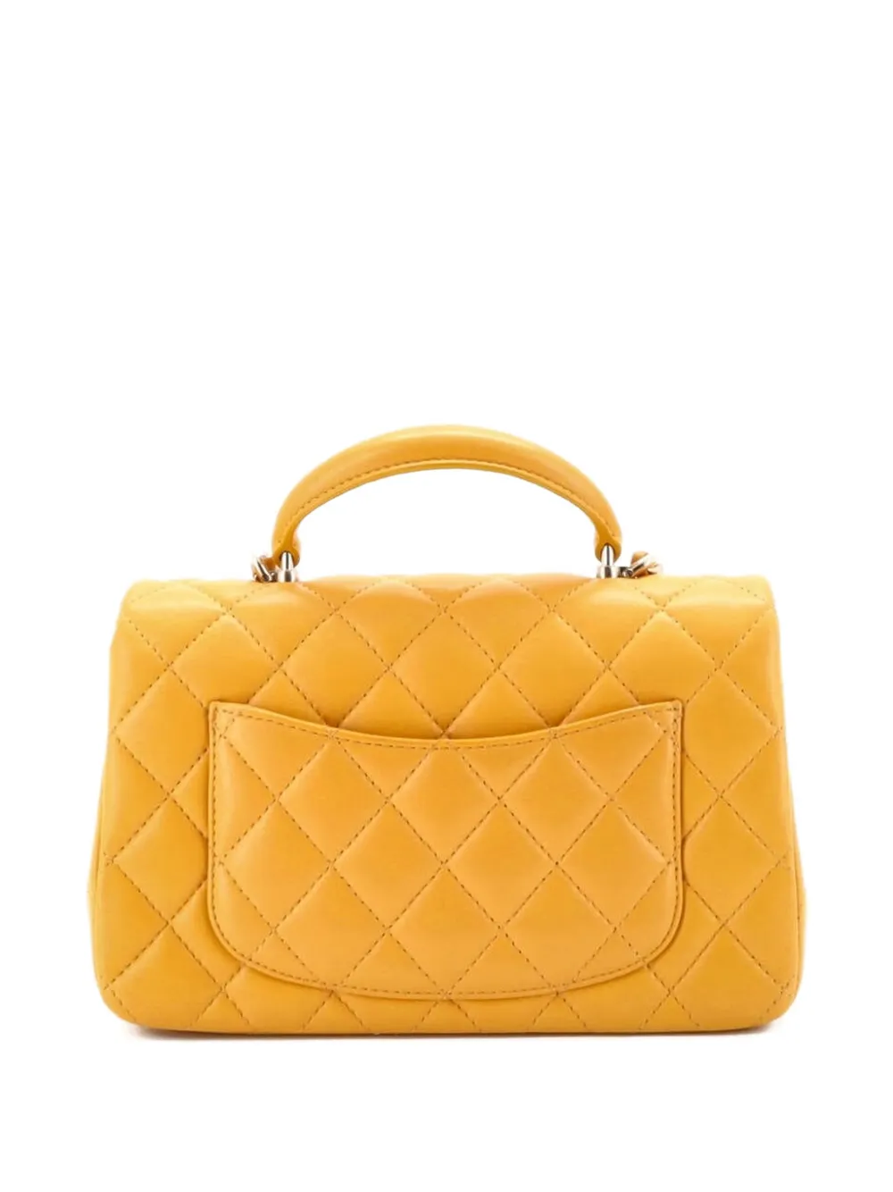 CHANEL Pre-Owned Classic Single Flap Top Handle Bag Quilted Lambskin Mini shoulder bag - Giallo