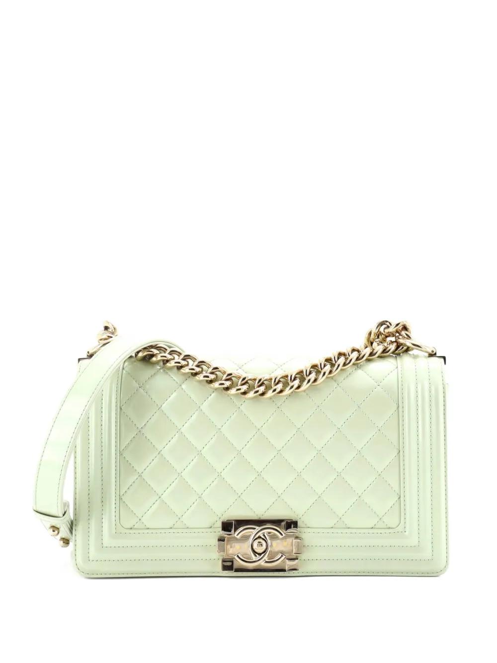 CHANEL Pre-Owned Boy Flap Bag Quilted Iridescent Glazed Calfskin Old Medium shoulder bag - Green