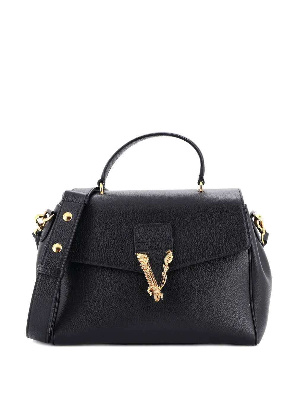 Versace Pre-Owned Virtus Convertible Top Handle Bag Leather Medium satchel - Nero