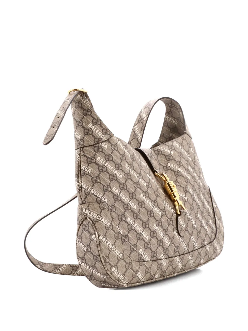 X Balenciaga The Hacker Project Jackie 1961 Gg Coated Canvas Medium Hobo Bag