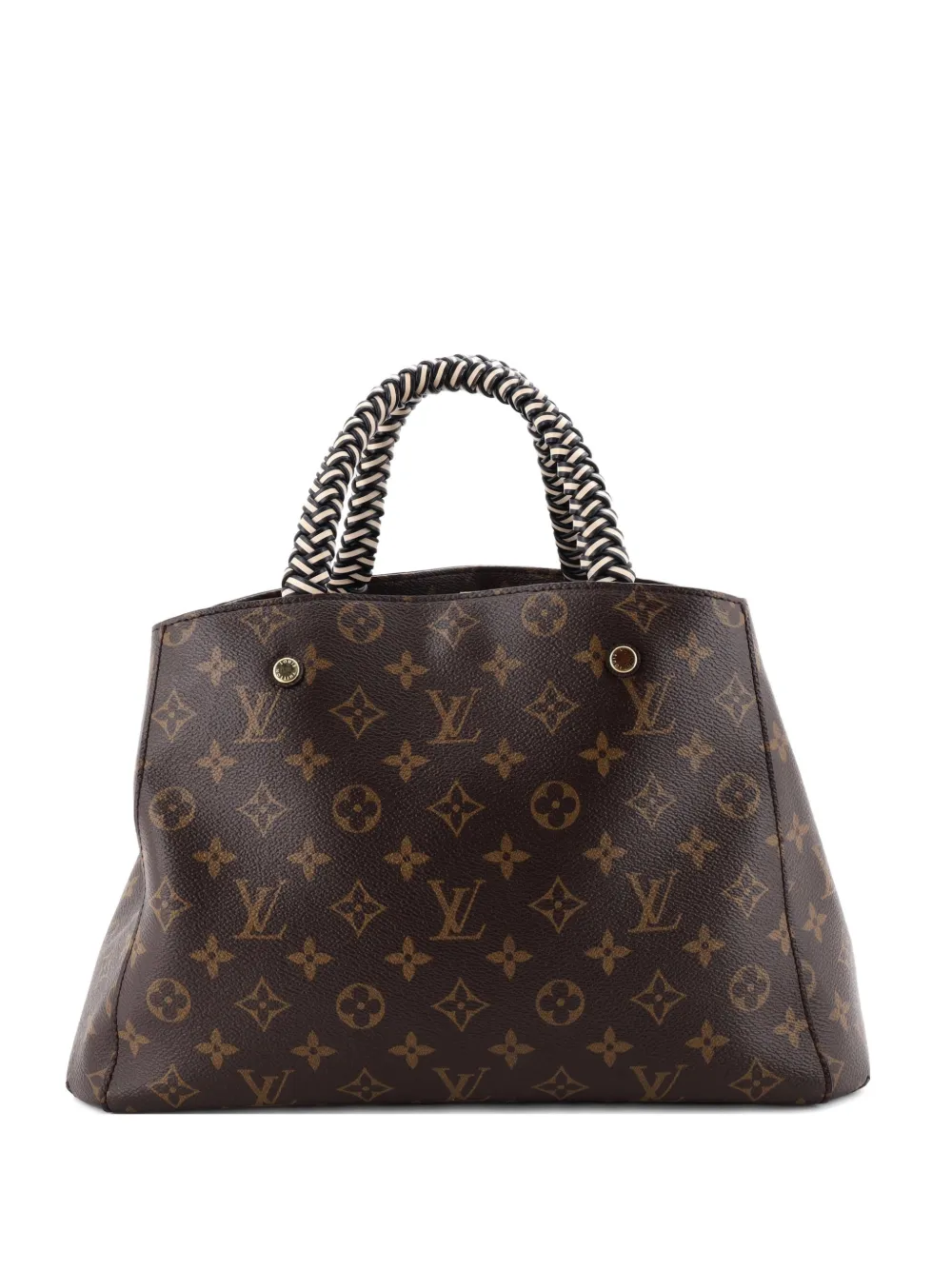 Louis Vuitton Pre-Owned Braided Handle Montaigne Handbag Monogram Canvas MM tote bag - Marrone