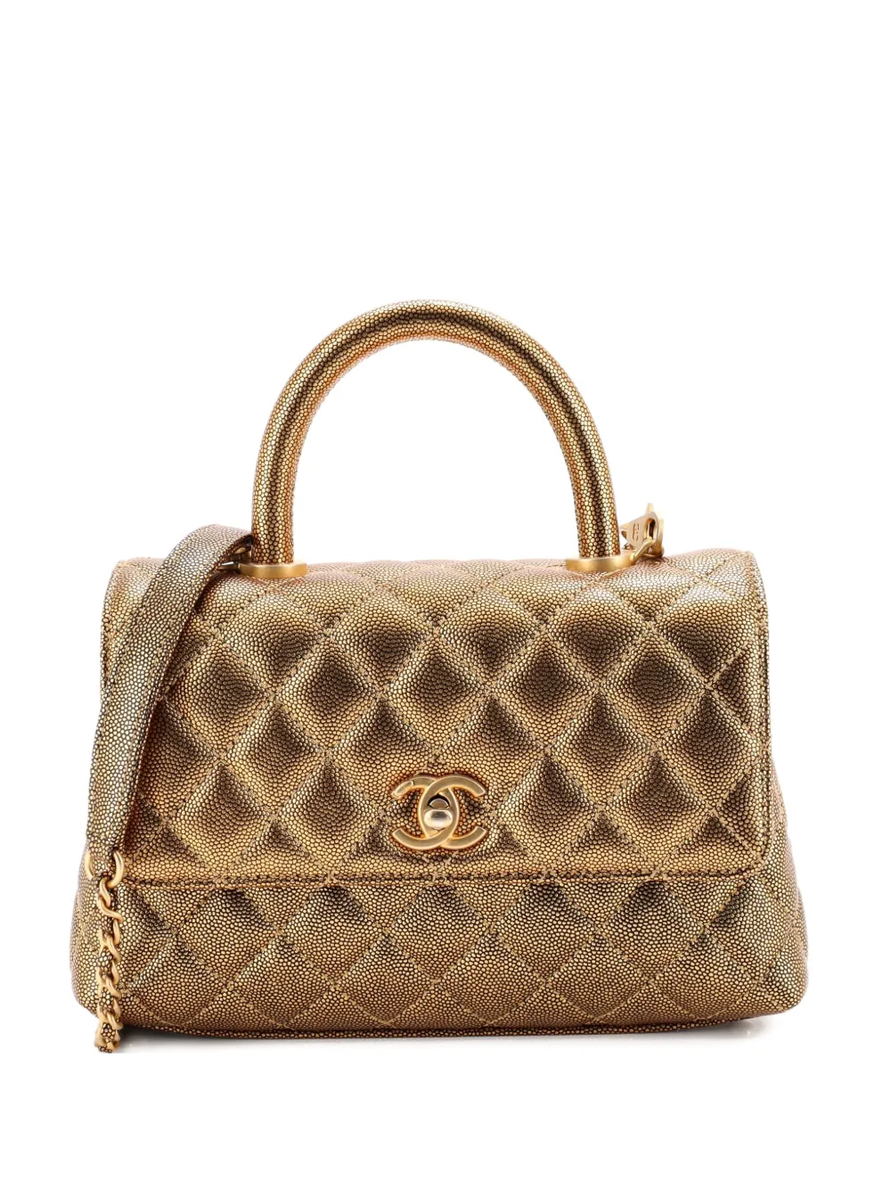CHANEL Pre-Owned Coco Top Handle Bag Quilted Caviar Mini satchel - Oro