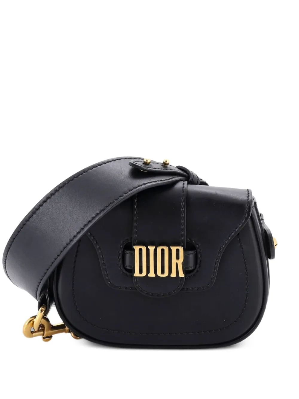 Christian Dior Pre-Owned D-Fence Saddle Bag Leather Mini crossbody bag - Nero