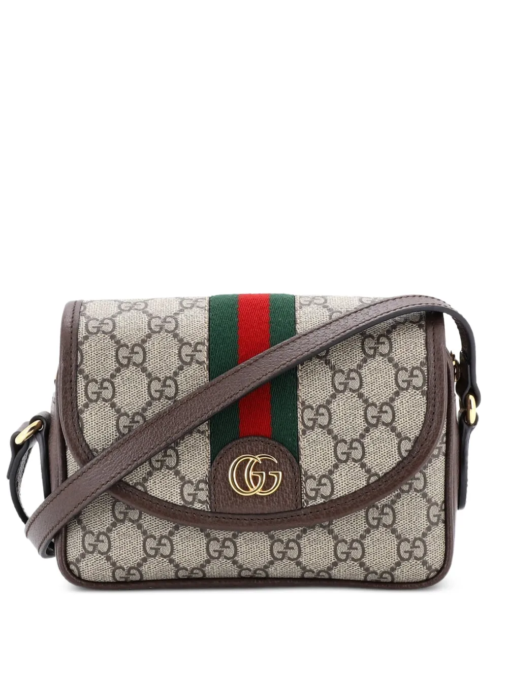 Gucci Pre-Owned Ophidia Flap Shoulder Bag GG Coated Canvas Mini crossbody bag - Marrone