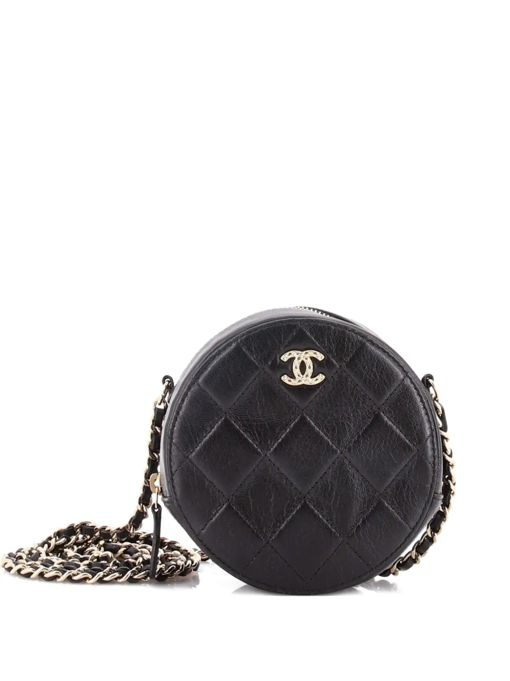 CHANEL Pre-Owned Round Clutch with Chain Debossed Quilted Leather crossbody bag - Nero