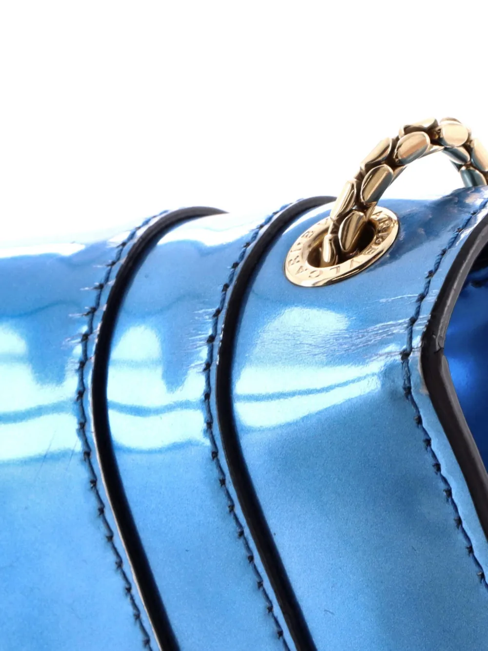 Serpenti Forever Square Metallic Leather Small Shoulder Bag