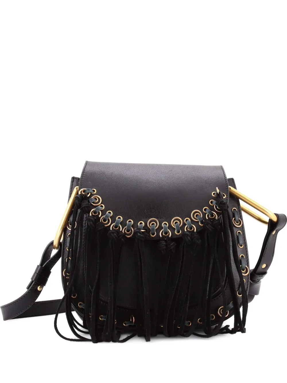 Chloé Pre-Owned Fringe Hudson Bag Leather Small crossbody bag - Nero