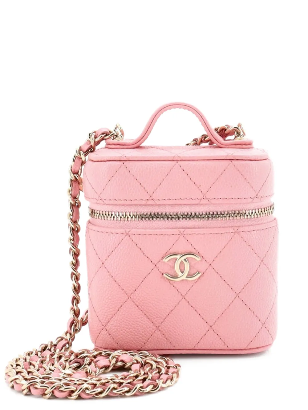 CHANEL Pre-Owned Handle with Care Vanity Case with Chain Quilted Caviar crossbody bag - Rosa