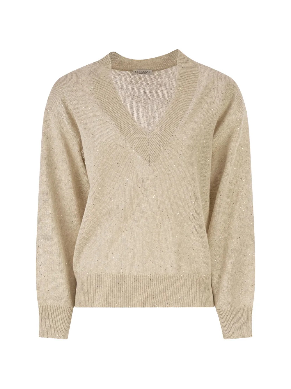 Brunello Cucinelli sequin-embellished V-neck sweater - Toni neutri