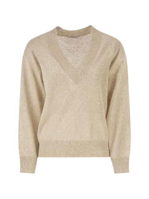 Brunello Cucinelli — sequin-embellished V-neck sweater