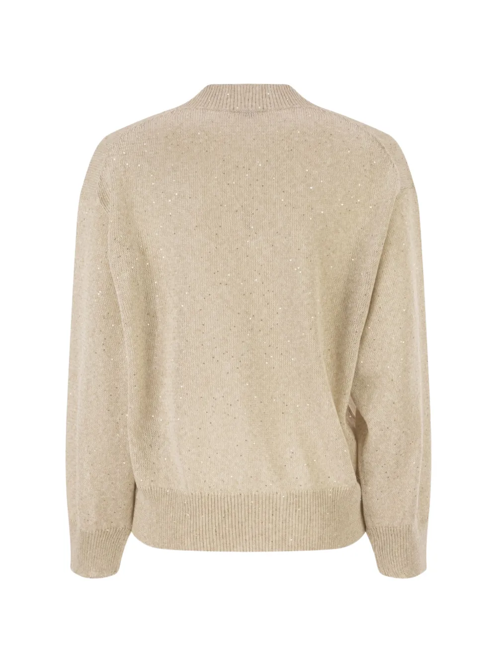 Brunello Cucinelli Trui verfraaid met pailletten en V-hals Beige