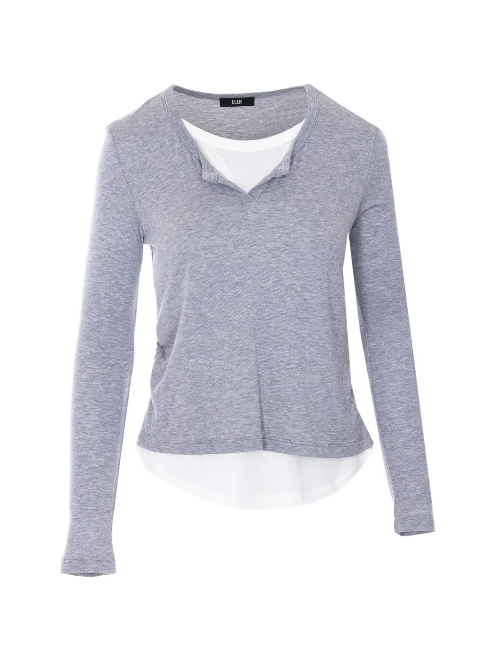 Eleh contrasting long-sleeves top - Grigio