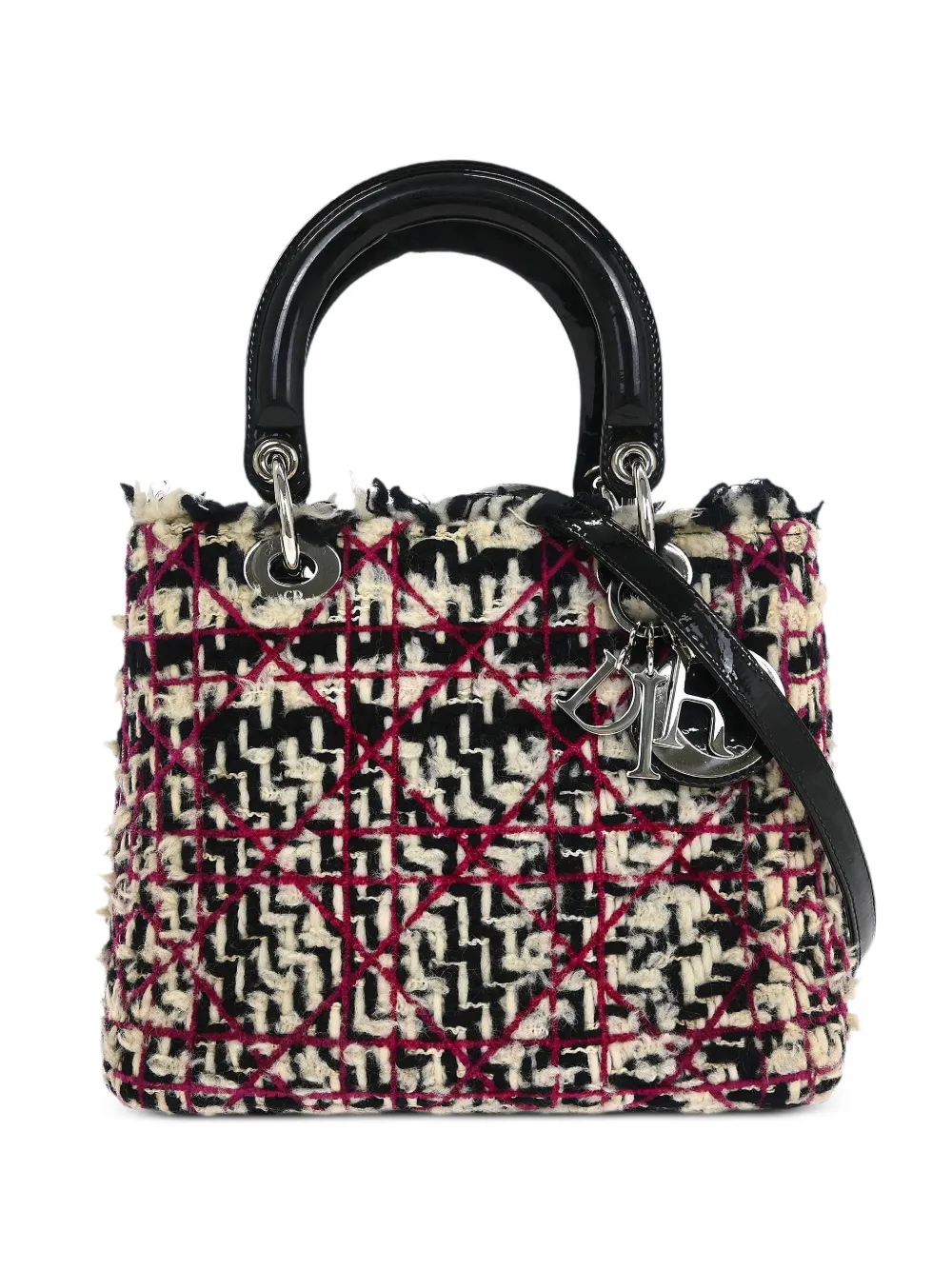 Christian Dior Pre-Owned 2011 tweed cannage handbag - Nero