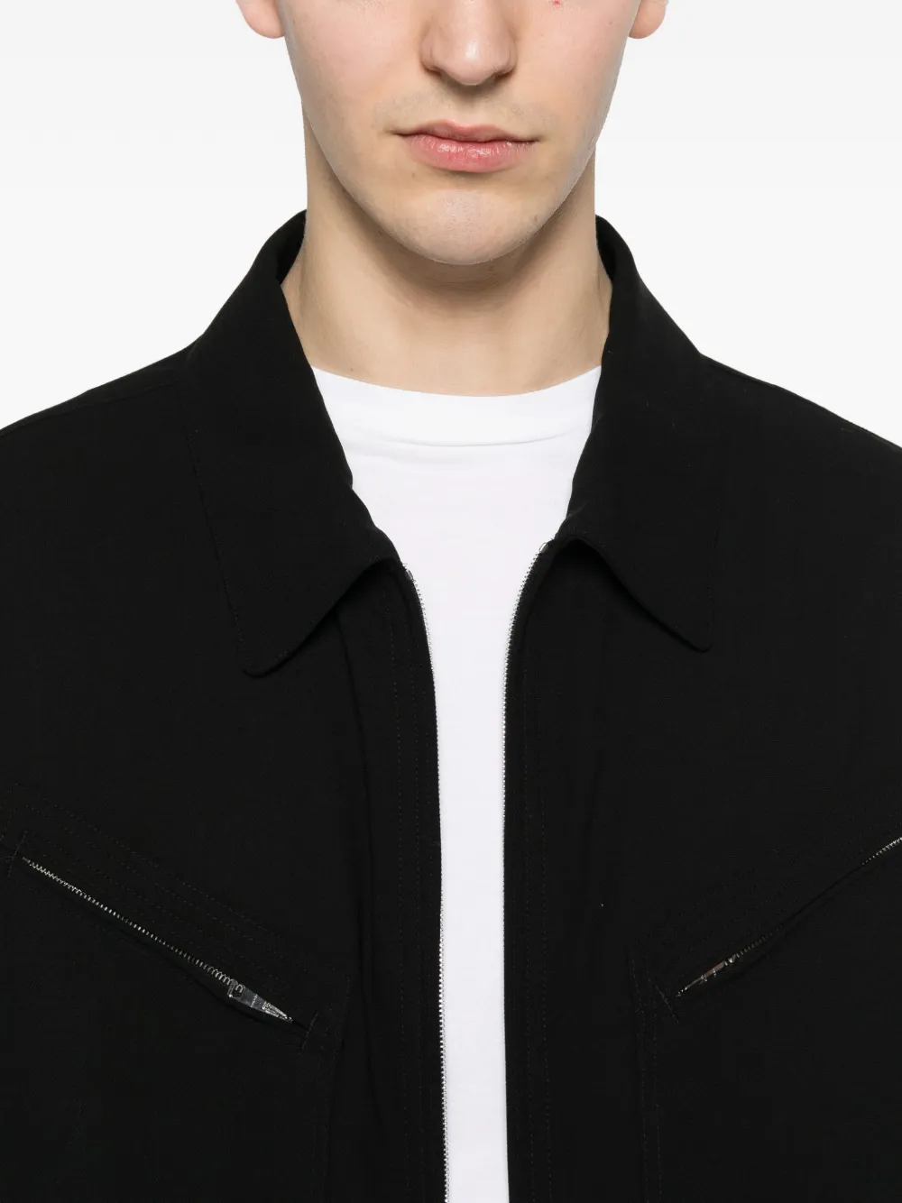 Givenchy Couture Seam wollen crêpe overhemd met rits Zwart