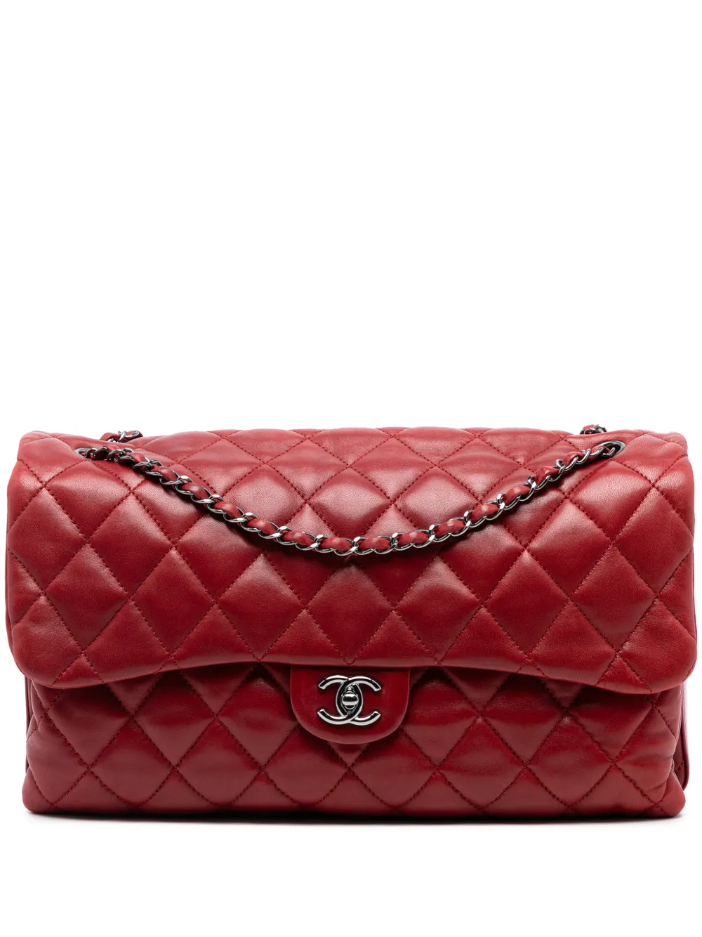 CHANEL Pre-Owned 2011 Maxi Quilted Lambskin 3 Accordion Flap shoulder bag - Rosso