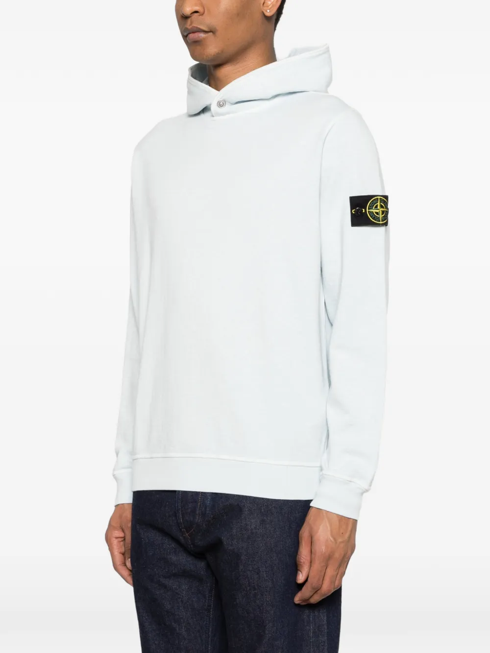 Stone Island 6100031 Malfilé fleece hoodie met verouderd effect Blauw