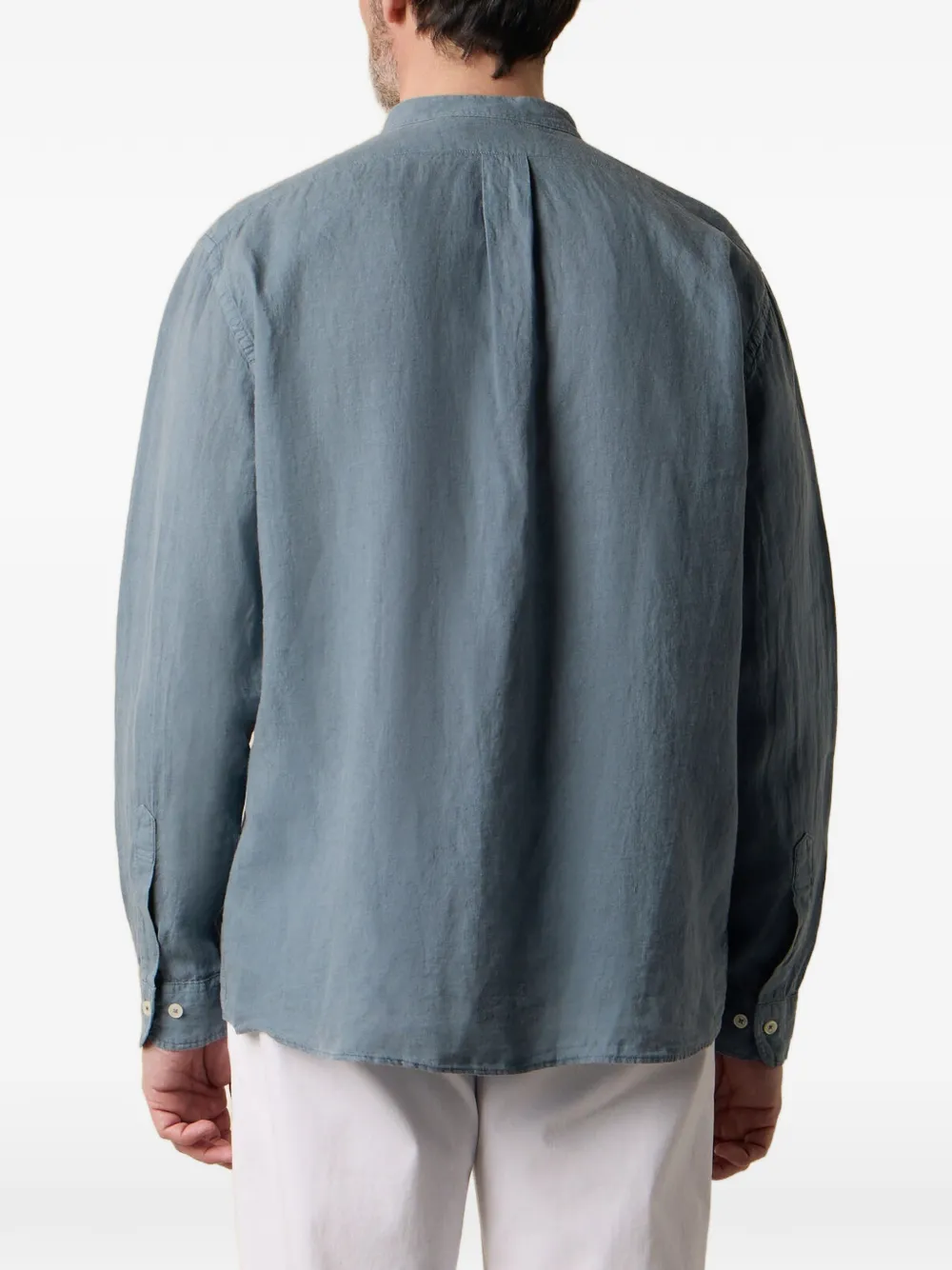 Brooks Brothers Linnen overhemd met opstaande kraag Blauw